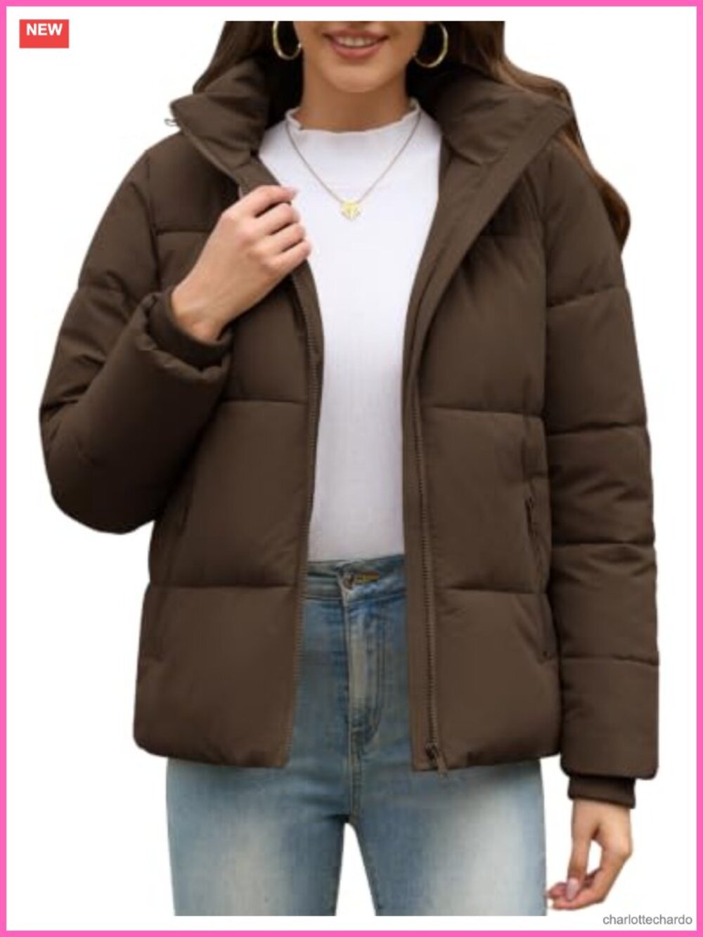 Women's Short Puffer Jacket Water-Repellent Quilted Winter Coat